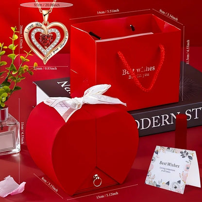 Flourish Forever Rose Heart Box + Hidden Necklace